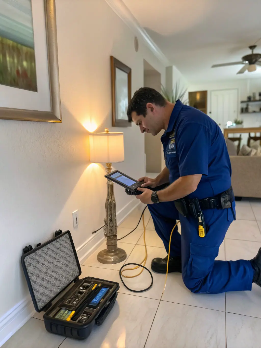 An image showing a technician using diagnostic tools to assess a building for leaks, highlighting Imperium Build's leak assessment services.